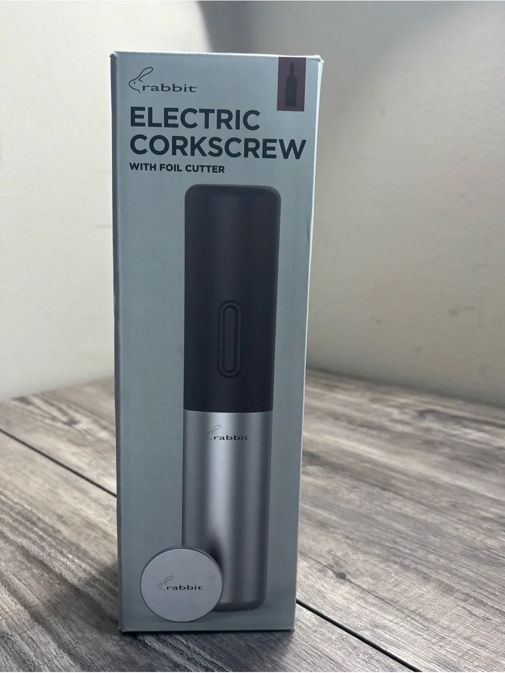 Rabbit Electric Corkscrew with Foil Cutter - Black and Silver
